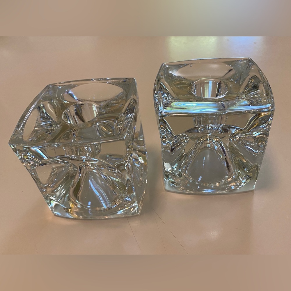 MIKASA Lead Crystal Ice Cube Candle Holders
